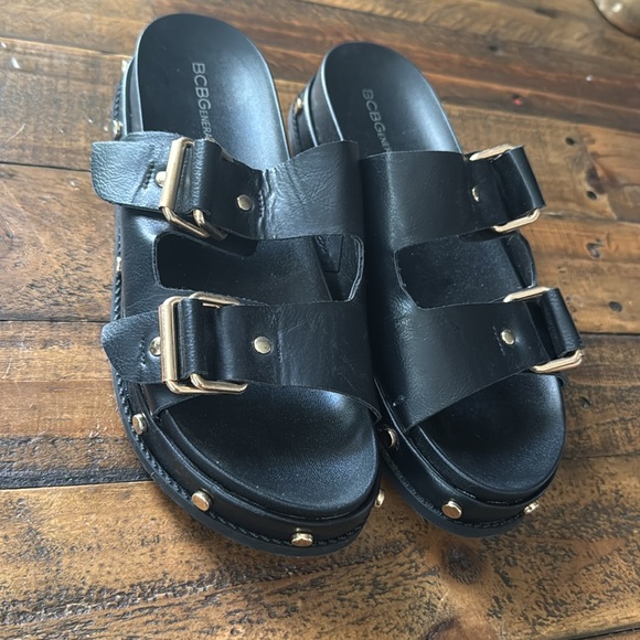 BCBG Bamba platform, sandal, black leather size 8 - Picture 6 of 6